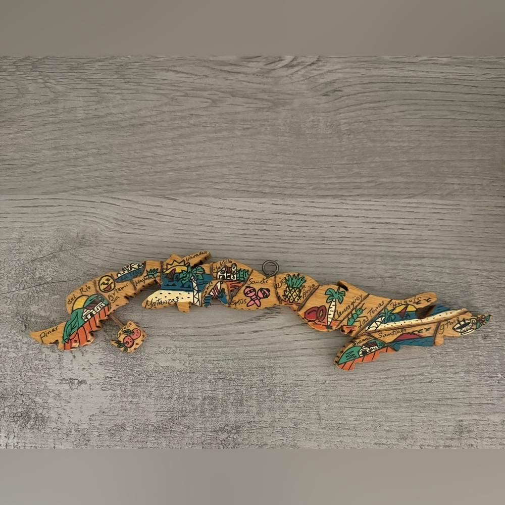 Colorful Wooden Cuba Map Wall Art